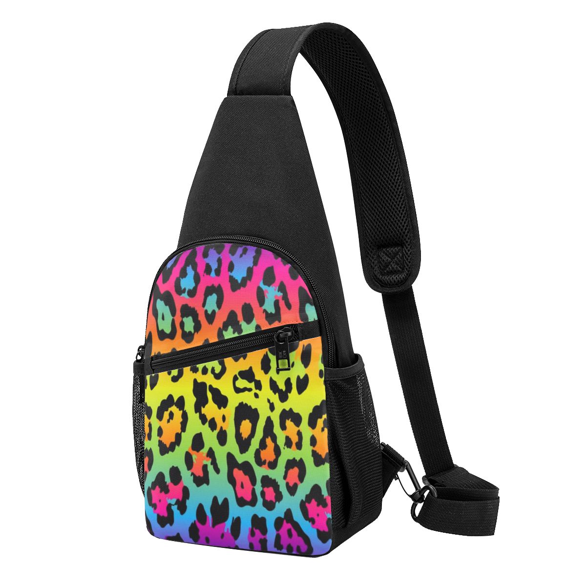 Sling Backpack Shoulder - Brusttasche mit Regenbogen-Leopardenmuster für Herren, Sling-Crossbody-Rucksack,