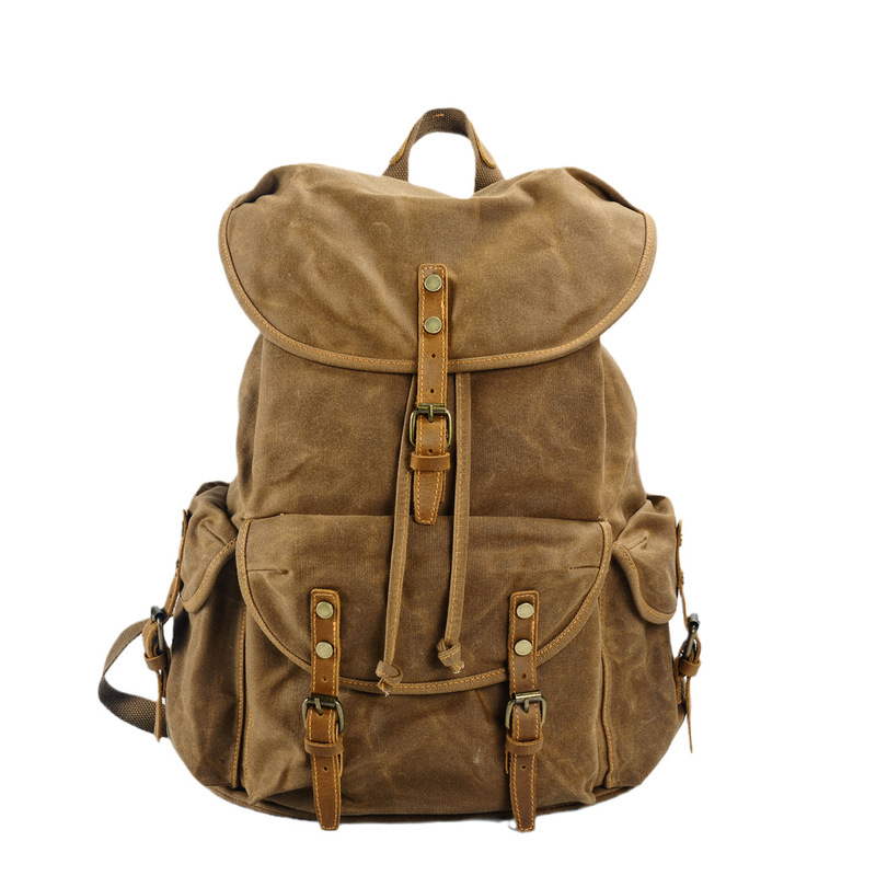 Canvas Backpack Casual - Retro-Rucksack aus weichem Wachsleinen mit großem