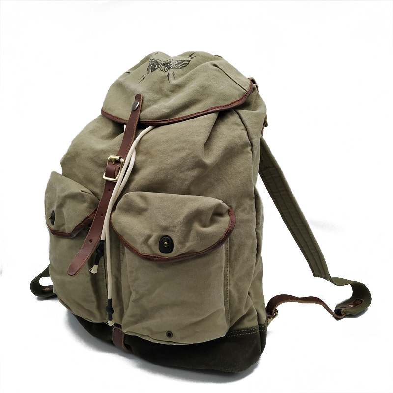 Canvas Backpack Casual - Retro Amerikanischer Hochdichter Canvas Outdoor-Kletterrucksack Lässiger